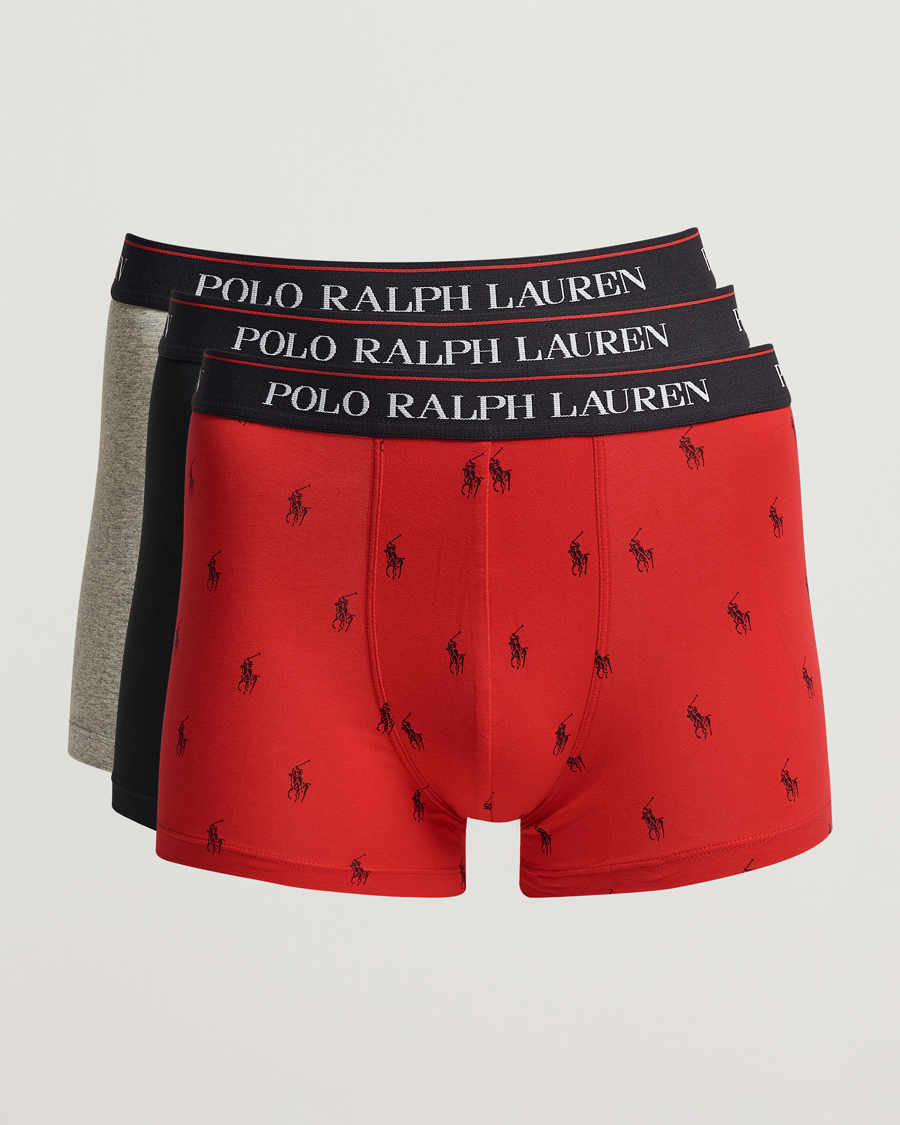 Hombres | Ropa interior y calcetines | Polo Ralph Lauren | 3-Pack Cotton Stretch Trunk Heather/Red PP/Black