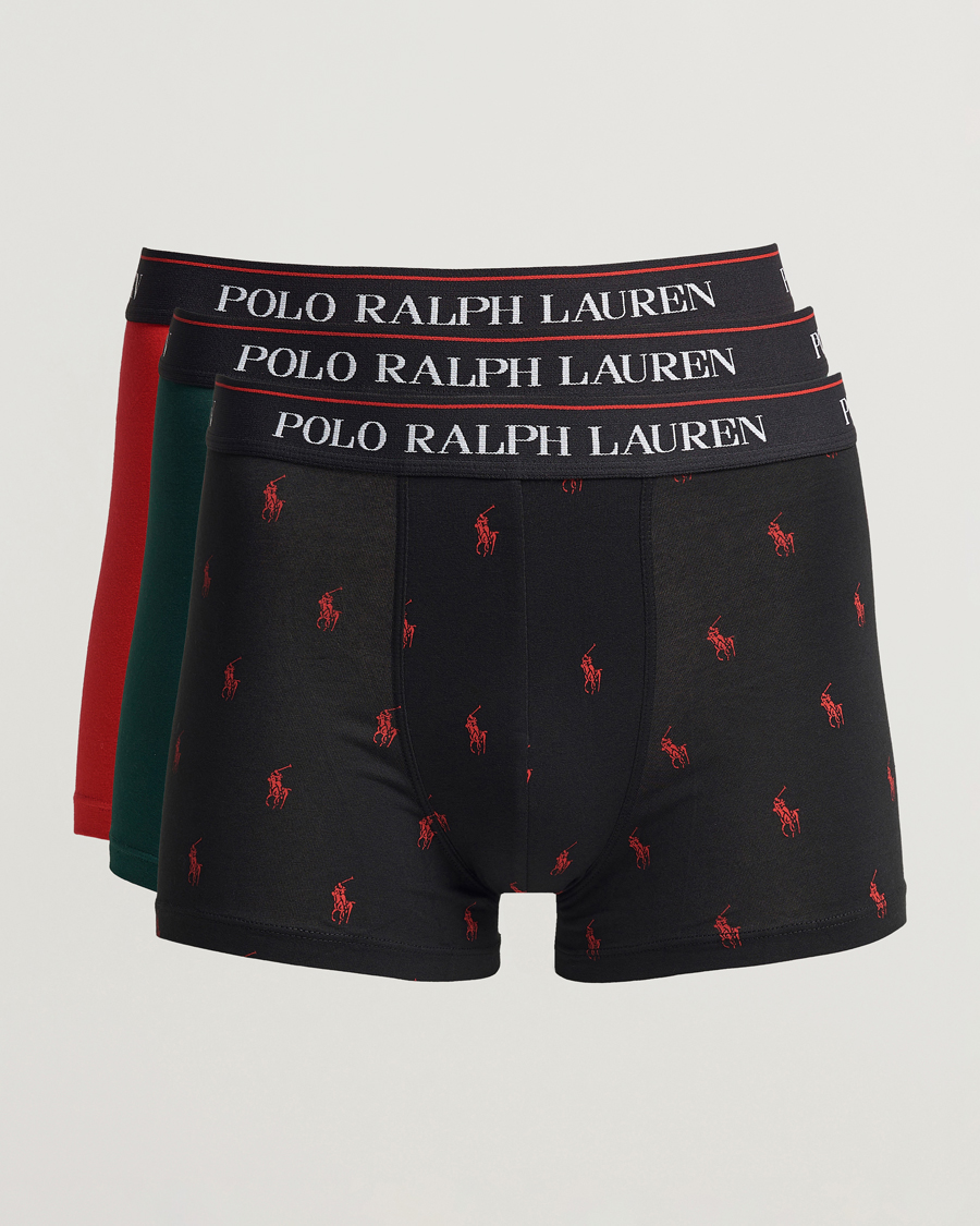 Hombres | Ropa interior y calcetines | Polo Ralph Lauren | 3-Pack Cotton Stretch Trunk Red/Black PP/Hunter Green