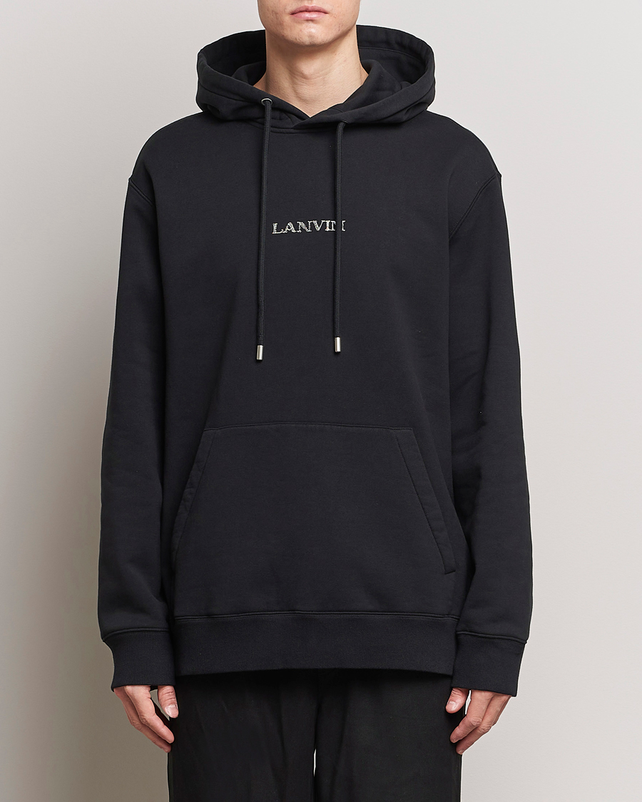 Hombres | Jerséis y prendas de punto | Lanvin | Embroidered Logo Hoodie Black