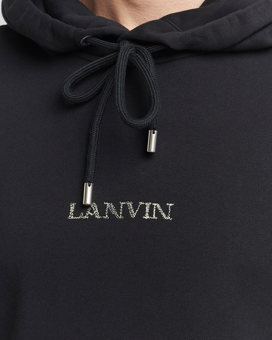 Hombres | Jerséis y prendas de punto | Lanvin | Embroidered Logo Hoodie Black