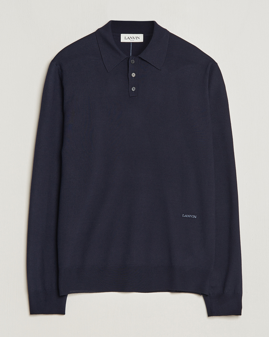 Hombres | Jerséis y prendas de punto | Lanvin | Merino Wool Knitted Polo Thunder