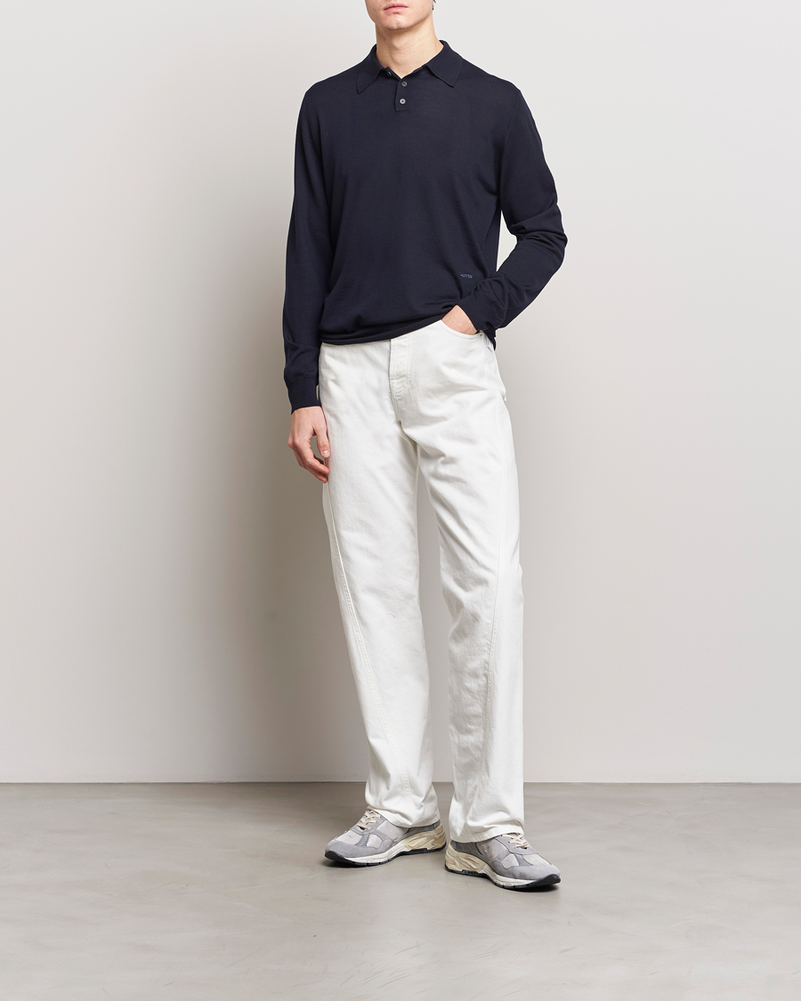 Hombres | Jerséis y prendas de punto | Lanvin | Merino Wool Knitted Polo Thunder