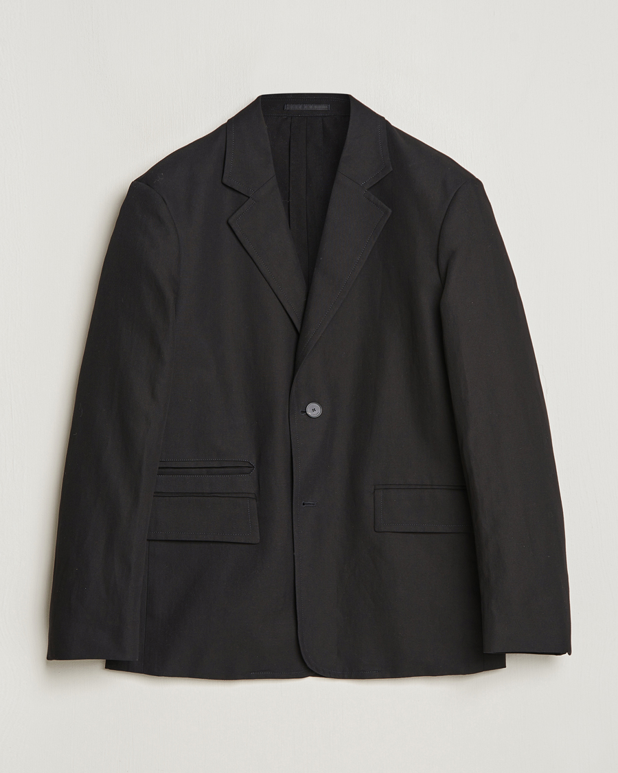 Hombres | Blazers | Lanvin | Deconstructed Cotton/Linen Blazer Black