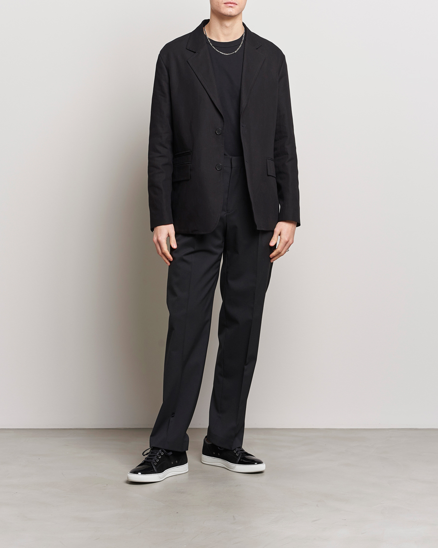 Hombres | Blazers | Lanvin | Deconstructed Cotton/Linen Blazer Black