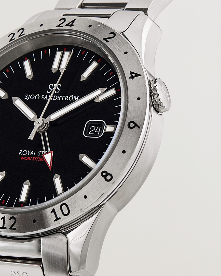 Hombres | Sjöö Sandström Pre-Owned Royal Steel Worldstimer 41mm SS-1841-WT Silver | Sjöö Sandström Pre-Owned | Royal Steel Worldstimer 41mm SS-1841-WT Silver