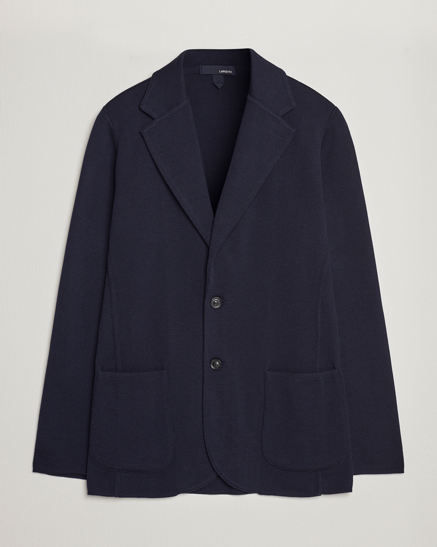 Hombres | Blazers | Lardini | Knitted Wool Blazer Navy