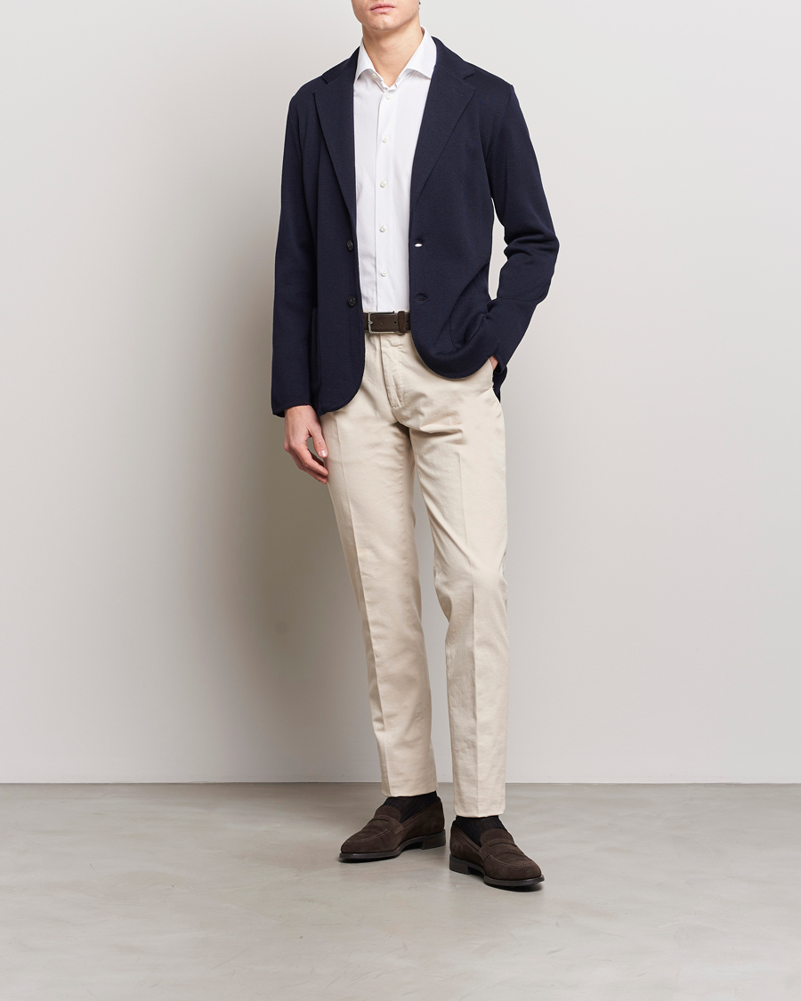 Hombres | Blazers | Lardini | Knitted Wool Blazer Navy
