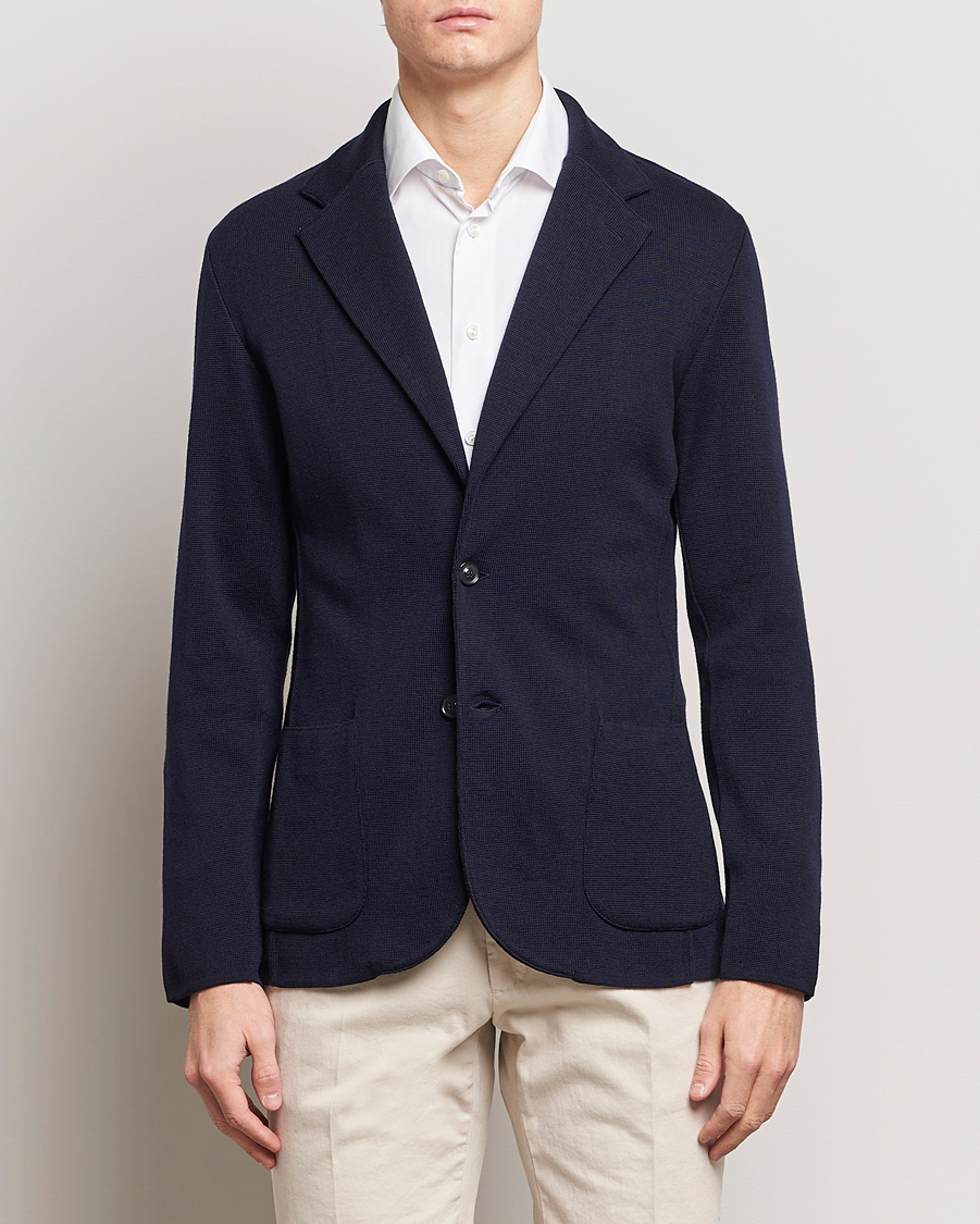 Hombres | Blazers | Lardini | Knitted Wool Blazer Navy