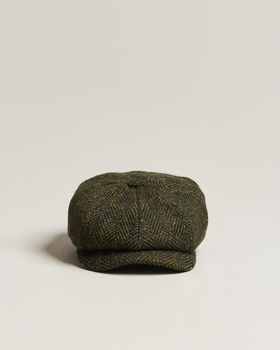 Hombres | Sombreros y gorras | Wigéns | Newsboy Retro Donegal Wool Dark Green