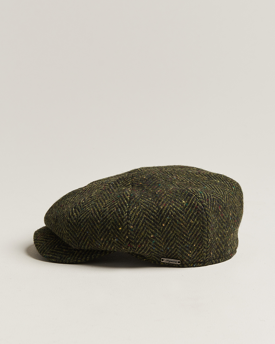 Hombres | Sombreros y gorras | Wigéns | Newsboy Retro Donegal Wool Dark Green