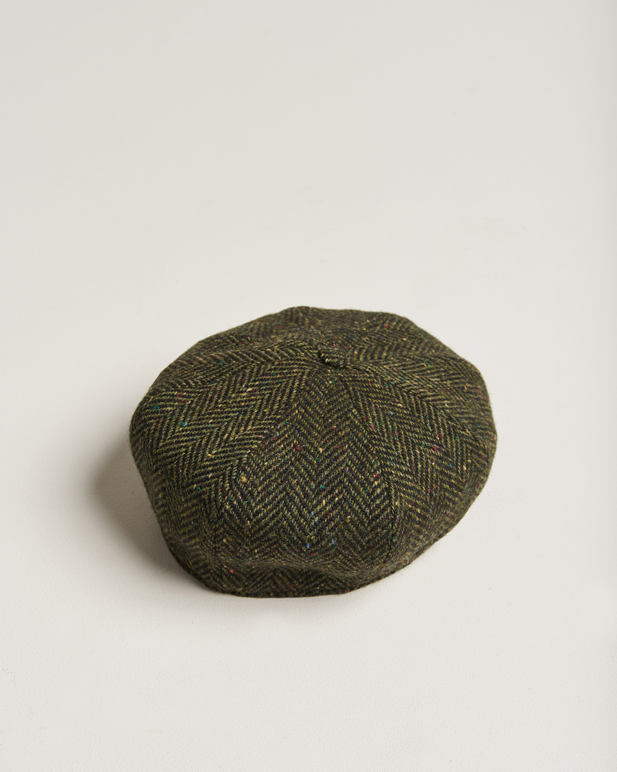 Hombres | Sombreros y gorras | Wigéns | Newsboy Retro Donegal Wool Dark Green