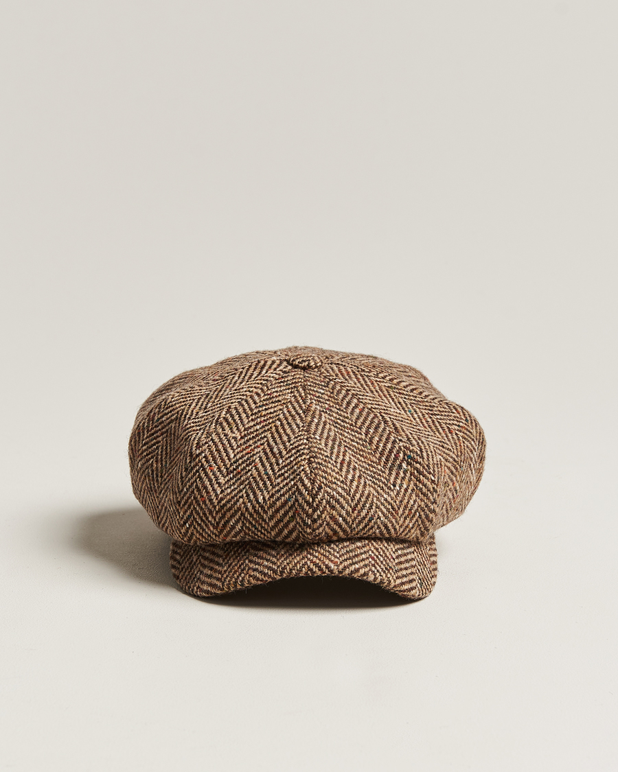 Hombres | Sombreros y gorras | Wigéns | Newsboy Retro Donegal Wool Light Brown