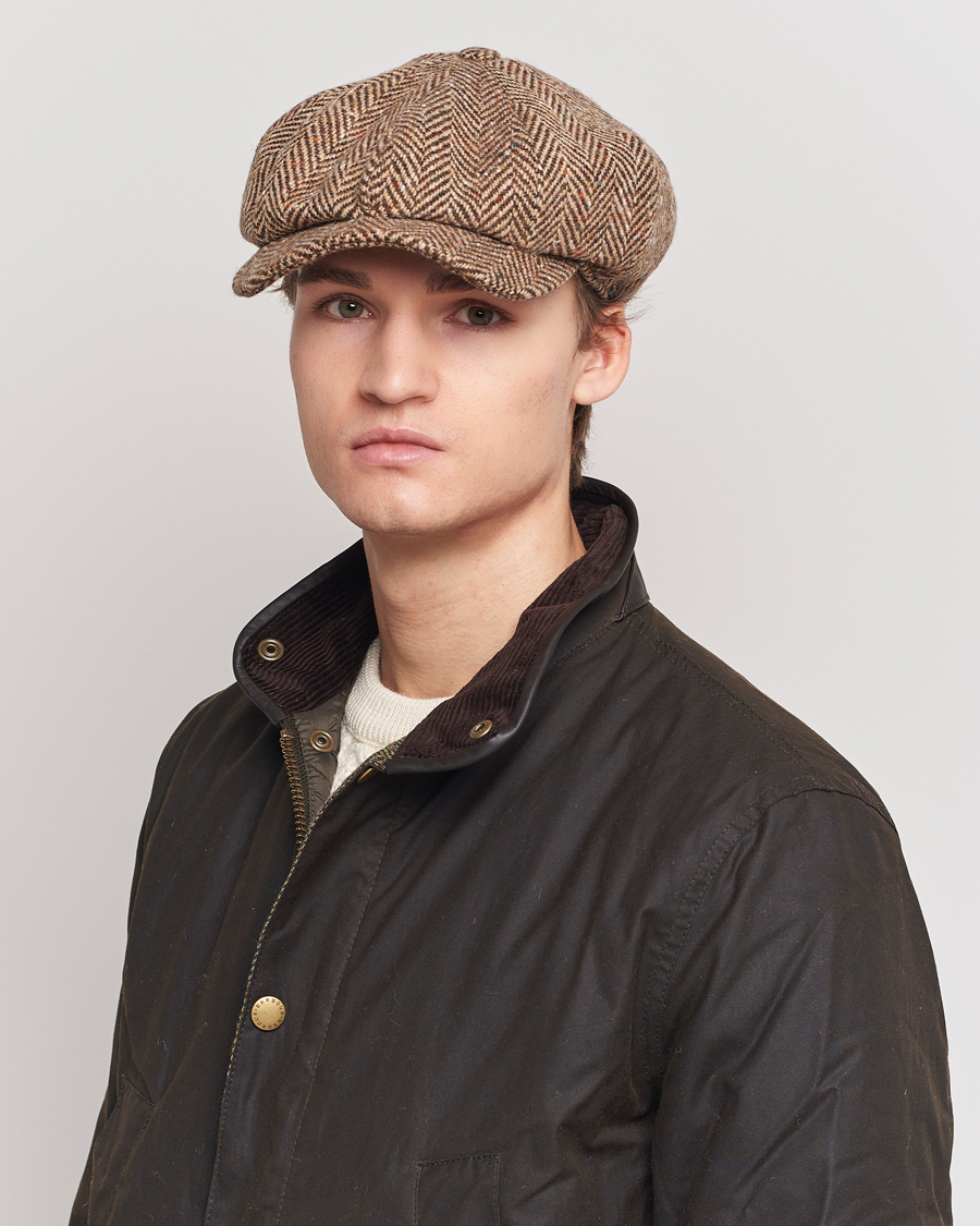 Hombres | Sombreros y gorras | Wigéns | Newsboy Retro Donegal Wool Light Brown