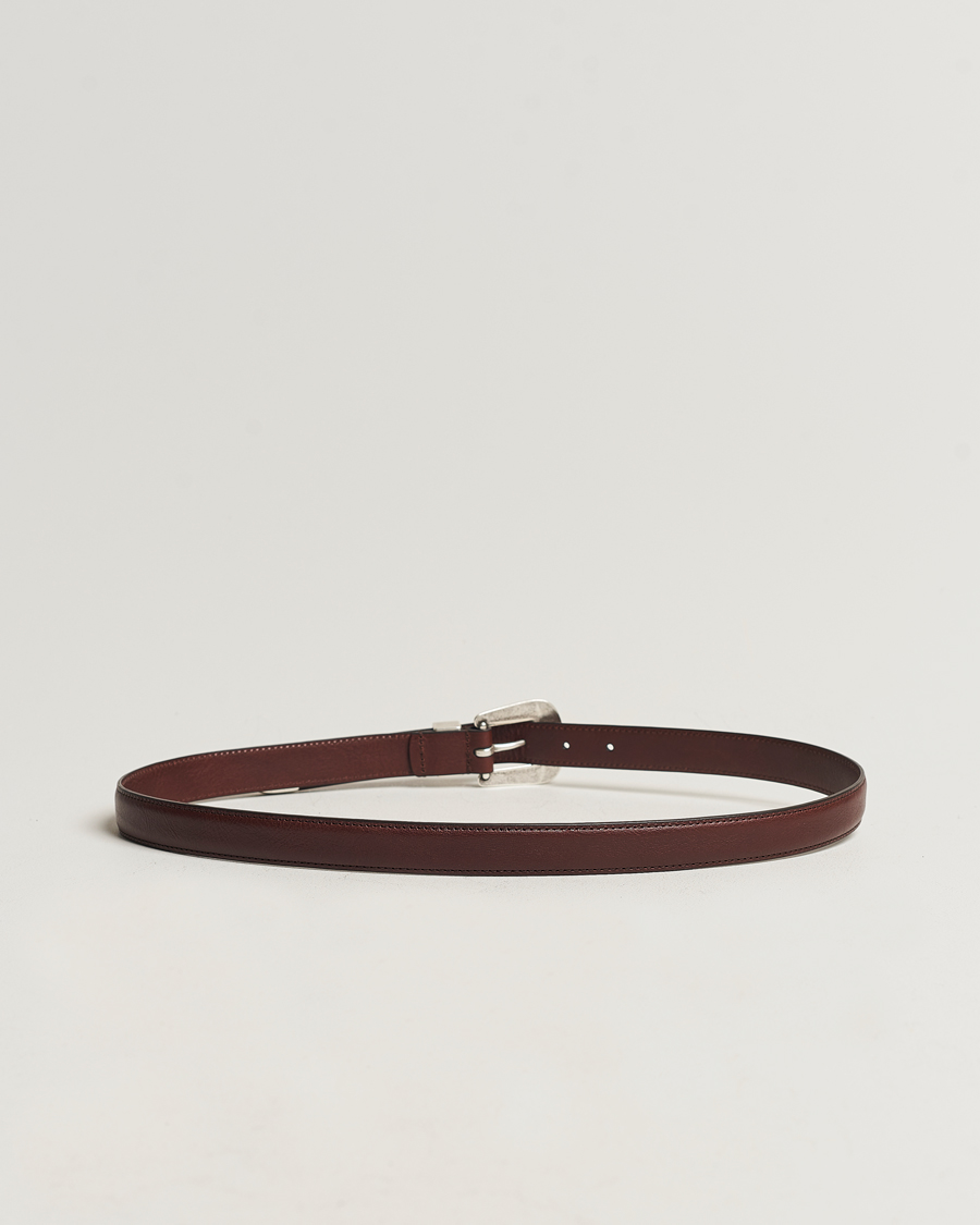 Hombres | Accesorios | Anderson's | Grained Western Leather Belt 2,5 cm Dark Brown