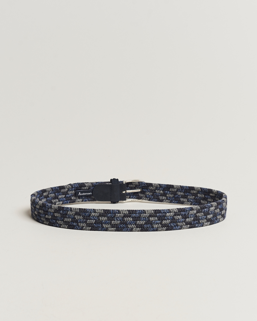 Hombres | Anderson's | Anderson's | Braided Wool Belt Navy Multi
