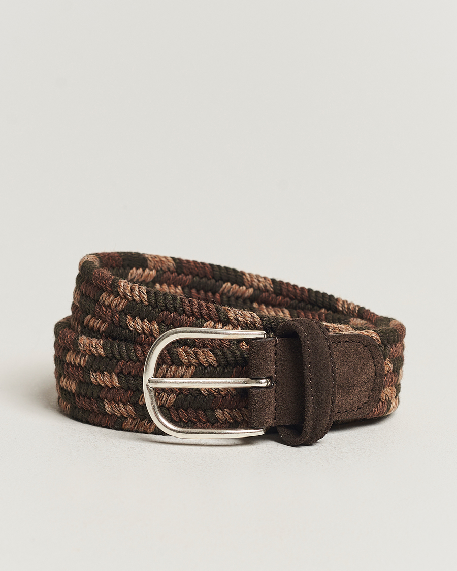 Hombres | Anderson's Braided Wool Belt Dark Brown | Anderson's | Braided Wool Belt Dark Brown