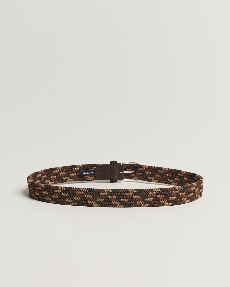 Hombres | Anderson's Braided Wool Belt Dark Brown | Anderson's | Braided Wool Belt Dark Brown