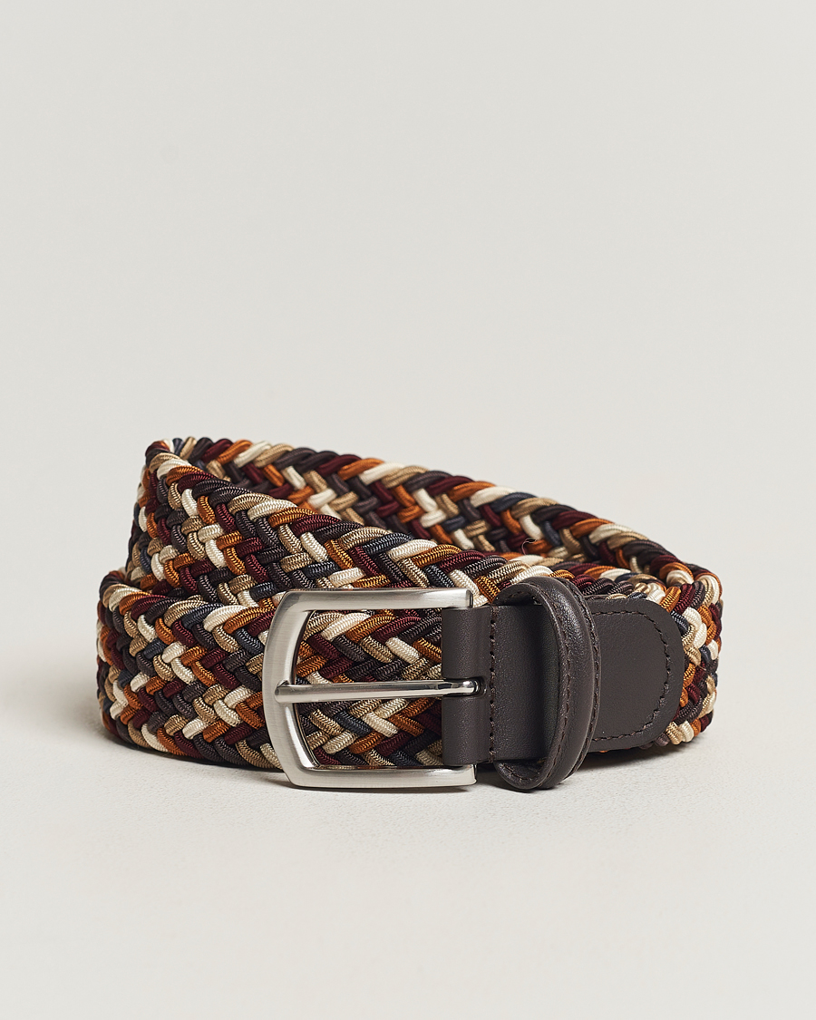 Hombres | Anderson's Stretch Woven 3,5 cm Belt Multi Brown | Anderson's | Stretch Woven 3,5 cm Belt Multi Brown
