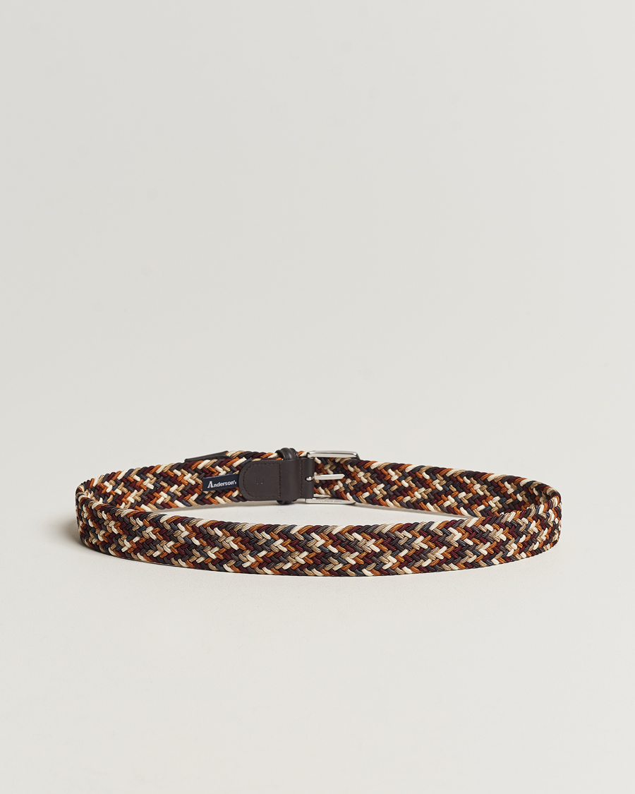Hombres | Anderson's Stretch Woven 3,5 cm Belt Multi Brown | Anderson's | Stretch Woven 3,5 cm Belt Multi Brown