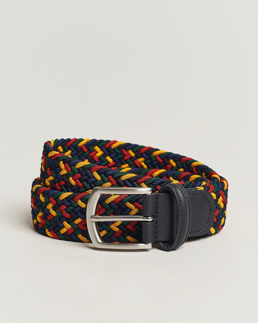 Hombres | Anderson's Stretch Woven 3,5 cm Belt Ivy Multi | Anderson's | Stretch Woven 3,5 cm Belt Ivy Multi