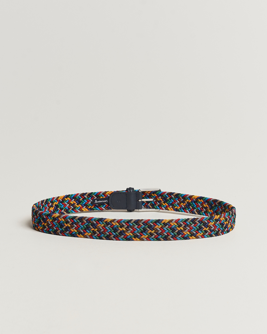 Hombres | Cinturones | Anderson's | Stretch Woven 3,5 cm Belt Dark Multi