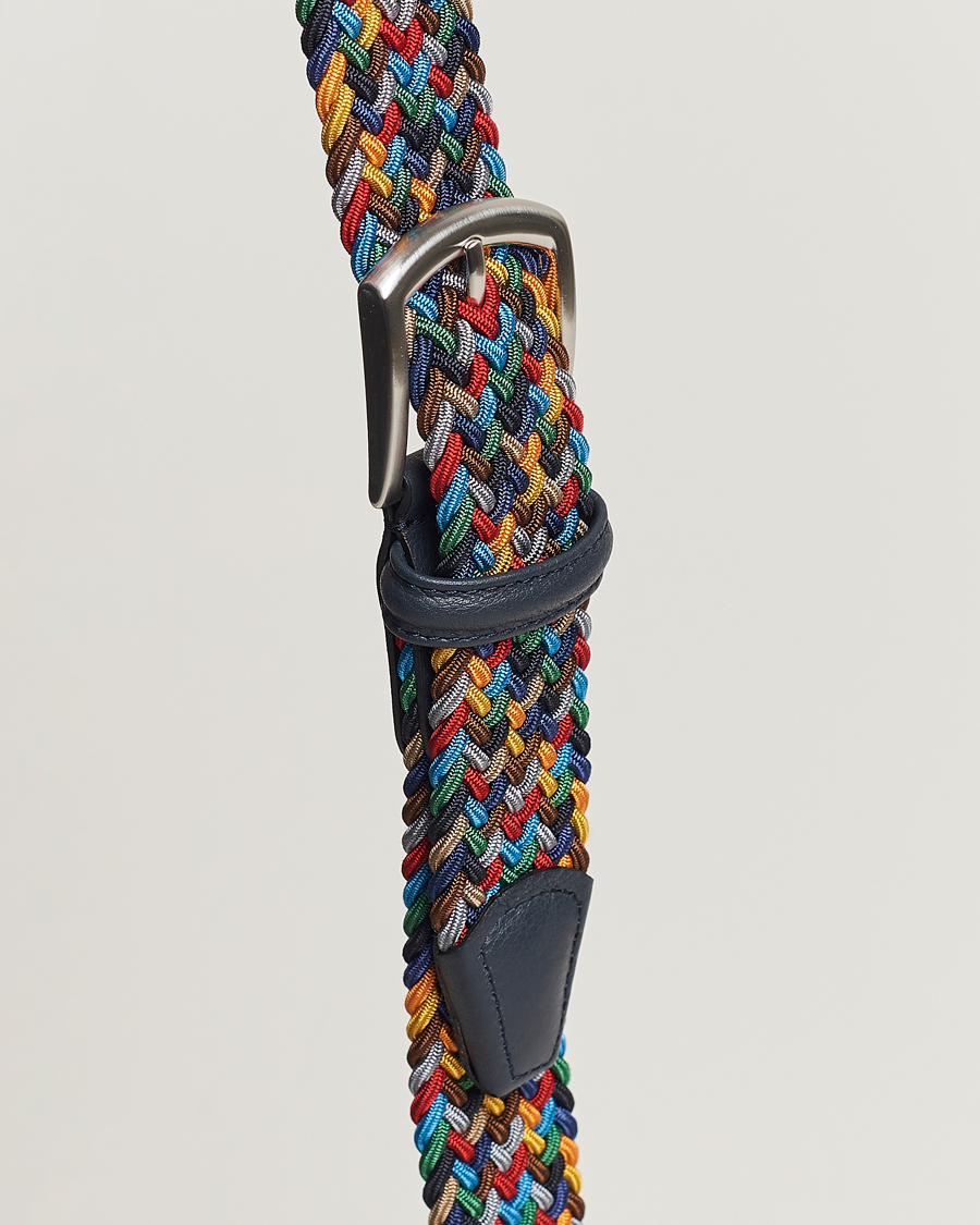 Hombres | Cinturones | Anderson's | Stretch Woven 3,5 cm Belt Dark Multi