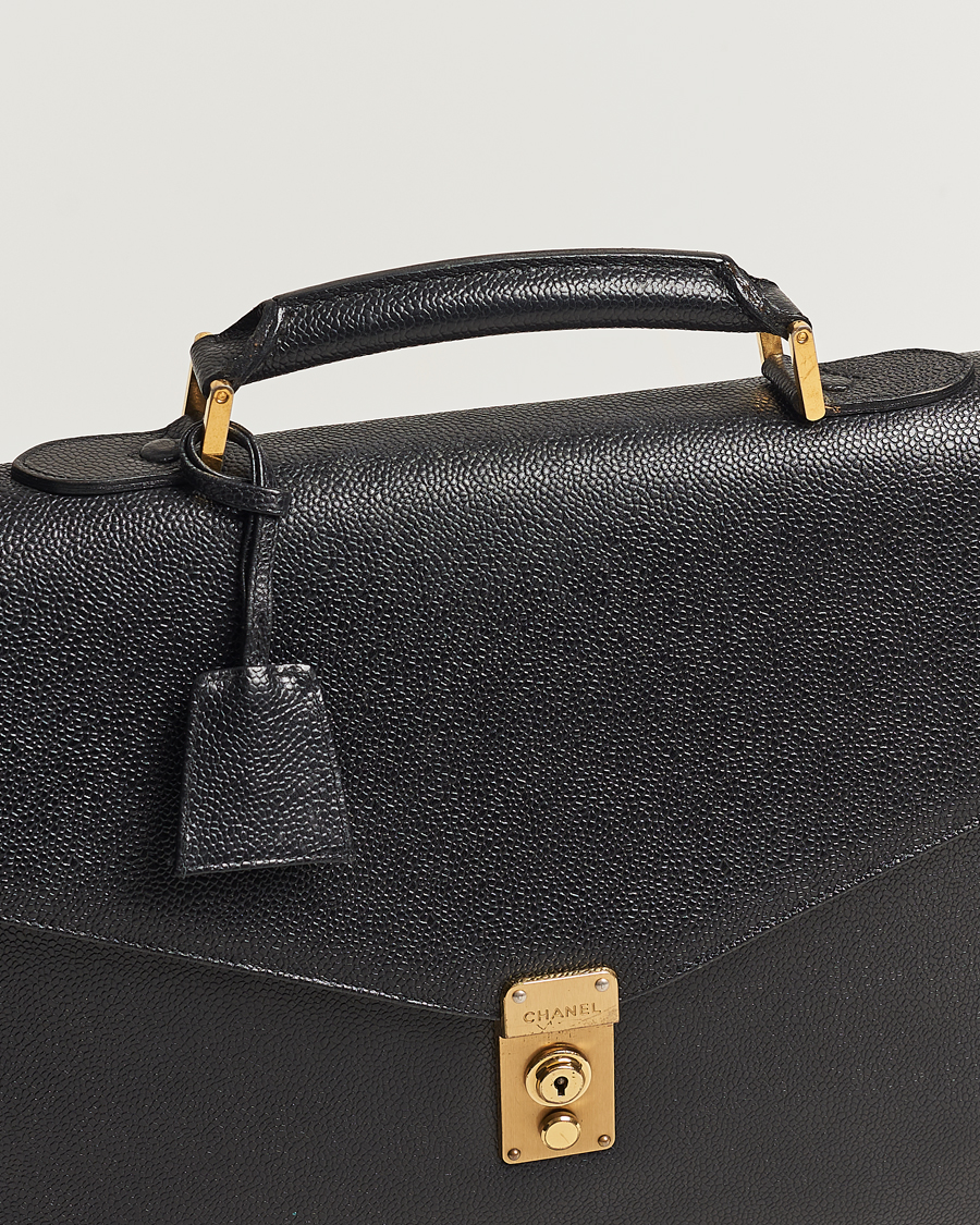 Hombres | Chanel Pre-Owned Portfolio Briefcase Leather Black | Chanel Pre-Owned | Portfolio Briefcase Leather Black