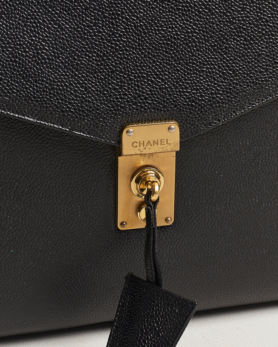 Hombres | Chanel Pre-Owned Portfolio Briefcase Leather Black | Chanel Pre-Owned | Portfolio Briefcase Leather Black