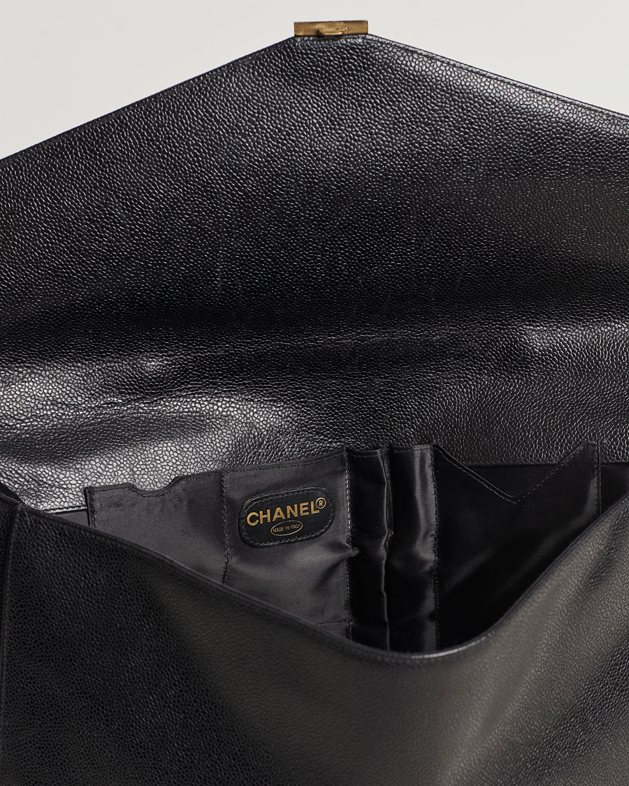 Hombres | Chanel Pre-Owned Portfolio Briefcase Leather Black | Chanel Pre-Owned | Portfolio Briefcase Leather Black