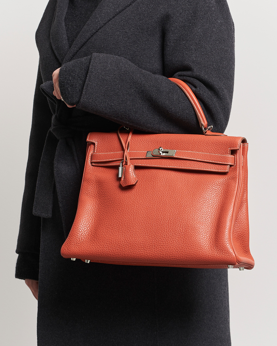 Hombres | Regalos | Hermès Pre-Owned | Kelly 35 Handbag Taurillion Clemence Orange 