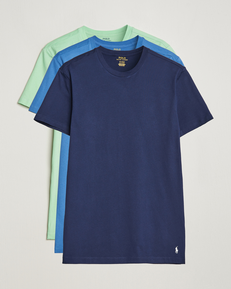 Hombres | Camisetas | Polo Ralph Lauren | 3-Pack Crew Neck T-Shirt Green/Blue/Navy