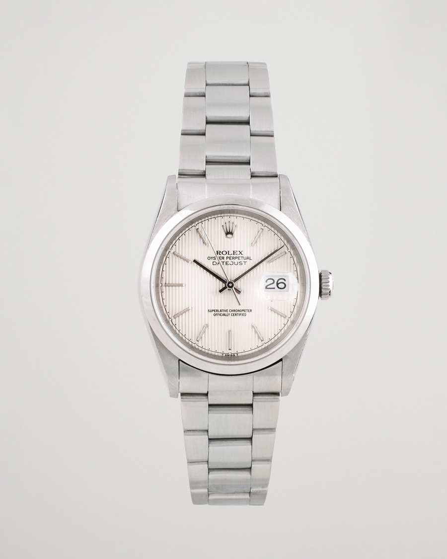 Hombres | Rolex Pre-Owned Datejust 16200 Oyster Perpetual Steel White Silver | Rolex Pre-Owned | Datejust 16200 Oyster Perpetual Steel White Silver