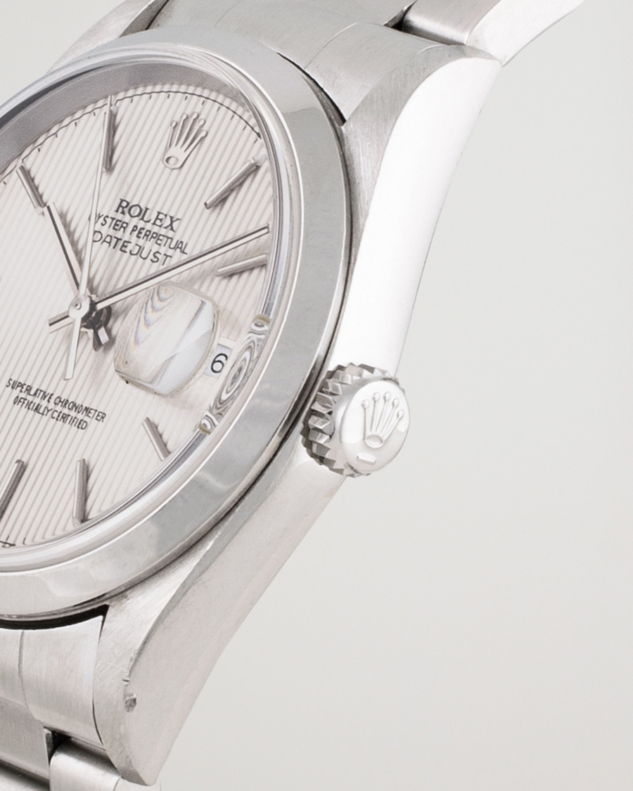 Hombres | Rolex Pre-Owned Datejust 16200 Oyster Perpetual Steel White Silver | Rolex Pre-Owned | Datejust 16200 Oyster Perpetual Steel White Silver