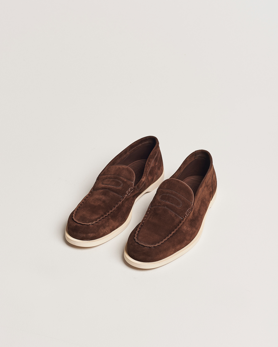 Hombres | Zapatos hechos a mano | John Lobb | Pace Summer Loafer Dark Brown Suede