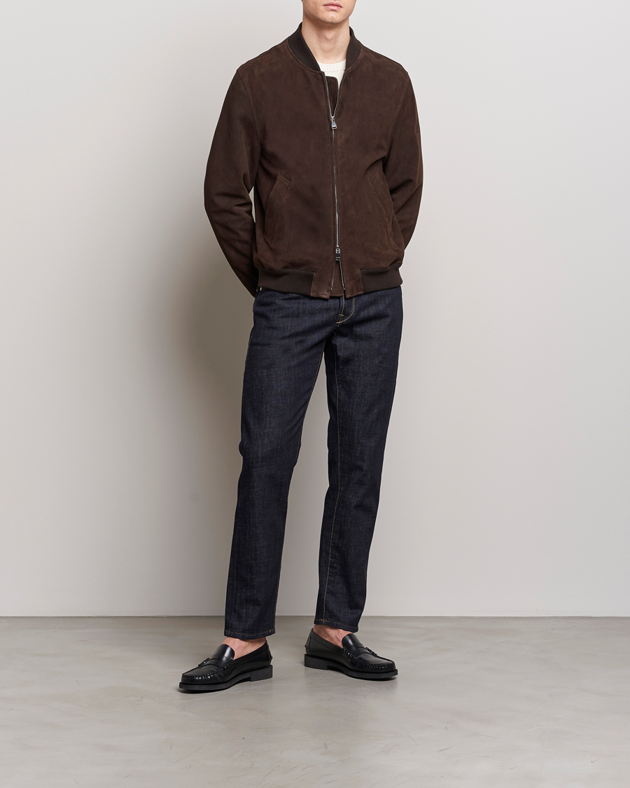 Hombres | Abrigos y chaquetas | Valstar | Zip Suede Jacket Dark Brown