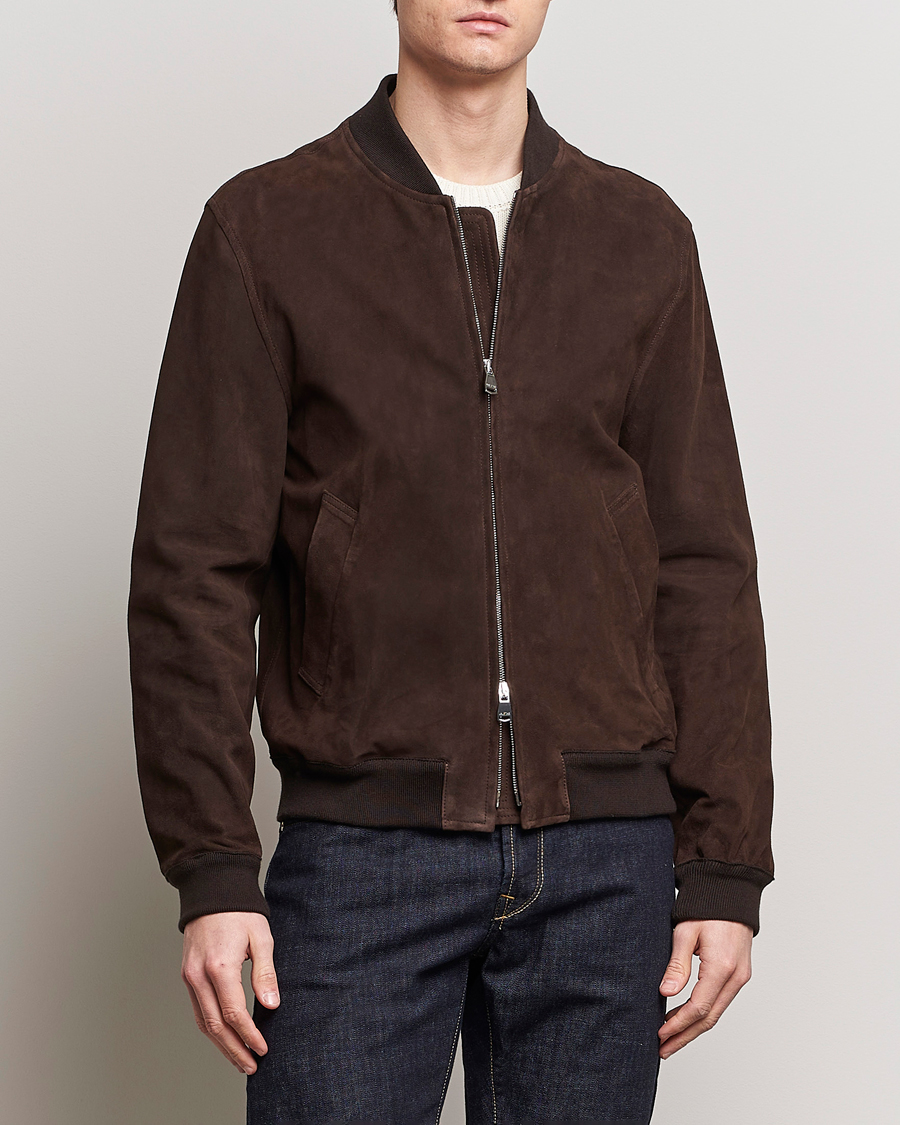 Hombres | Abrigos y chaquetas | Valstar | Zip Suede Jacket Dark Brown