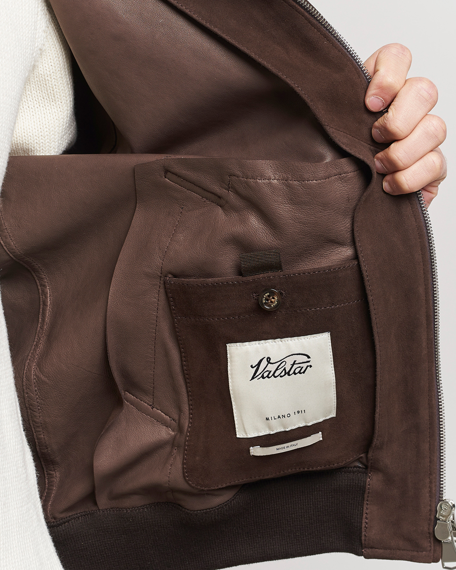 Hombres | Abrigos y chaquetas | Valstar | Zip Suede Jacket Dark Brown