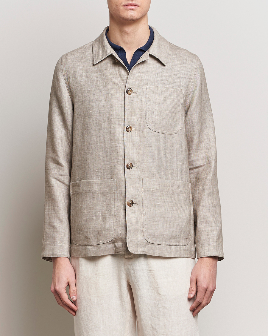 Hombres |  | Altea | Wool/Linen Chore Jacket Light Beige