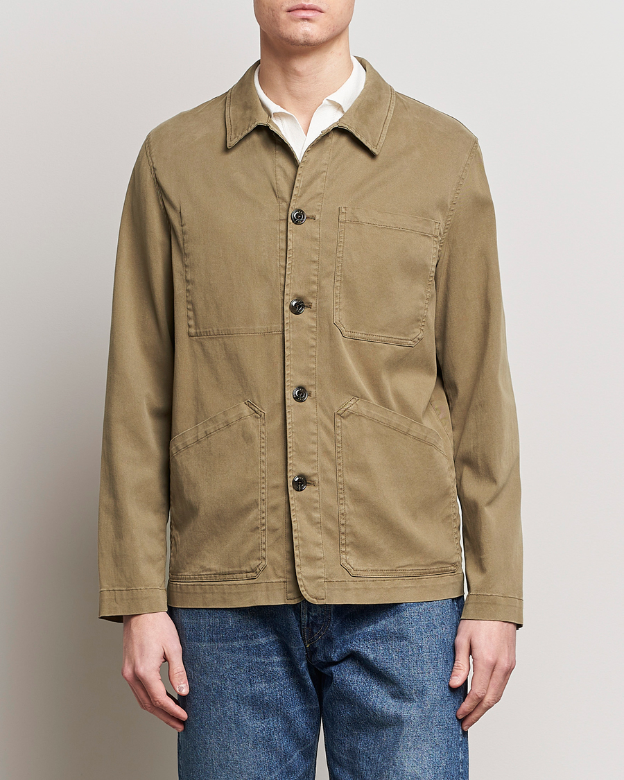 Hombres |  | Altea | Soft Cotton Shirt Jacket Olive