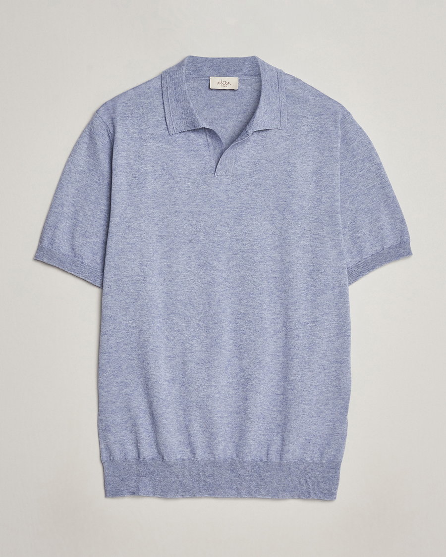 Hombres | Polos | Altea | Cotton/Cashmere Polo Shirt Light Blue