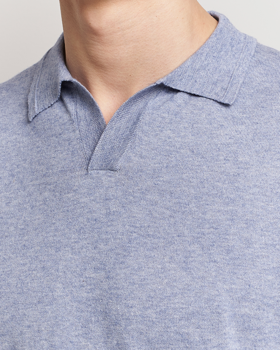 Hombres | Polos | Altea | Cotton/Cashmere Polo Shirt Light Blue