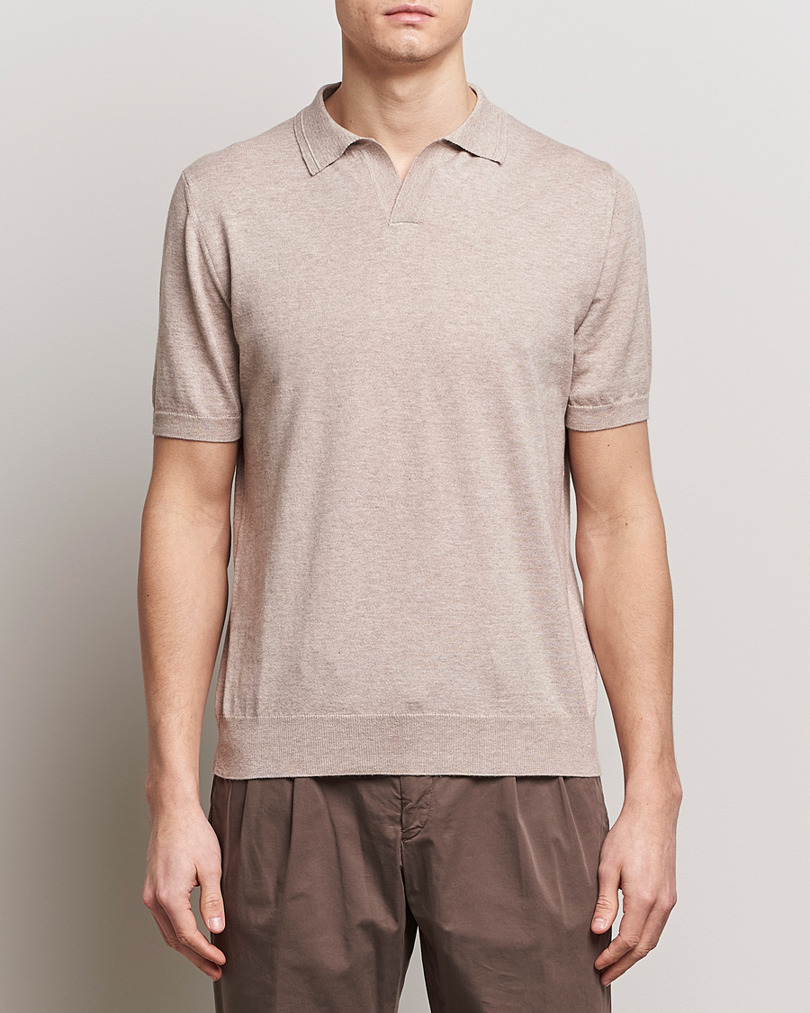 Hombres | Altea | Altea | Cotton/Cashmere Polo Shirt Beige