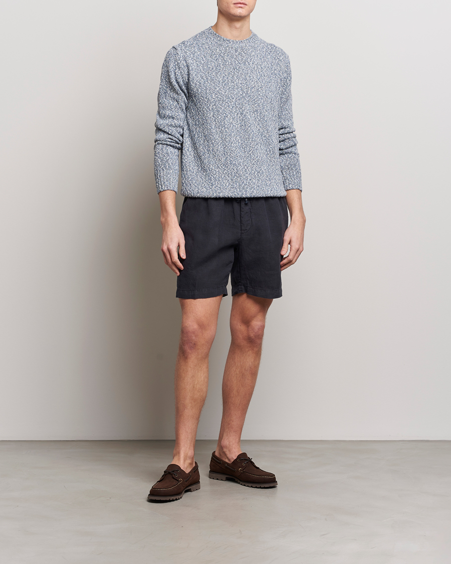 Hombres | Jerséis y prendas de punto | Altea | Cotton Mouline Crew Neck Pullover Blue Melange