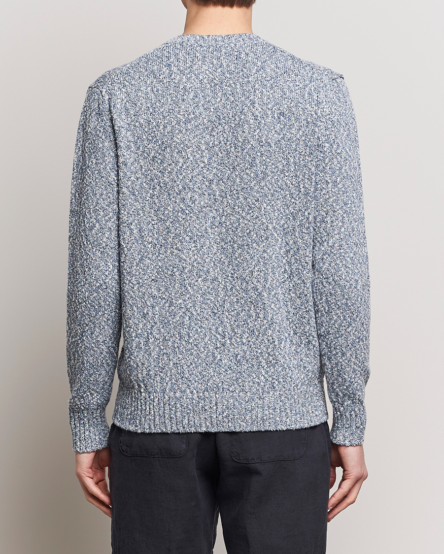 Hombres | Jerséis y prendas de punto | Altea | Cotton Mouline Crew Neck Pullover Blue Melange