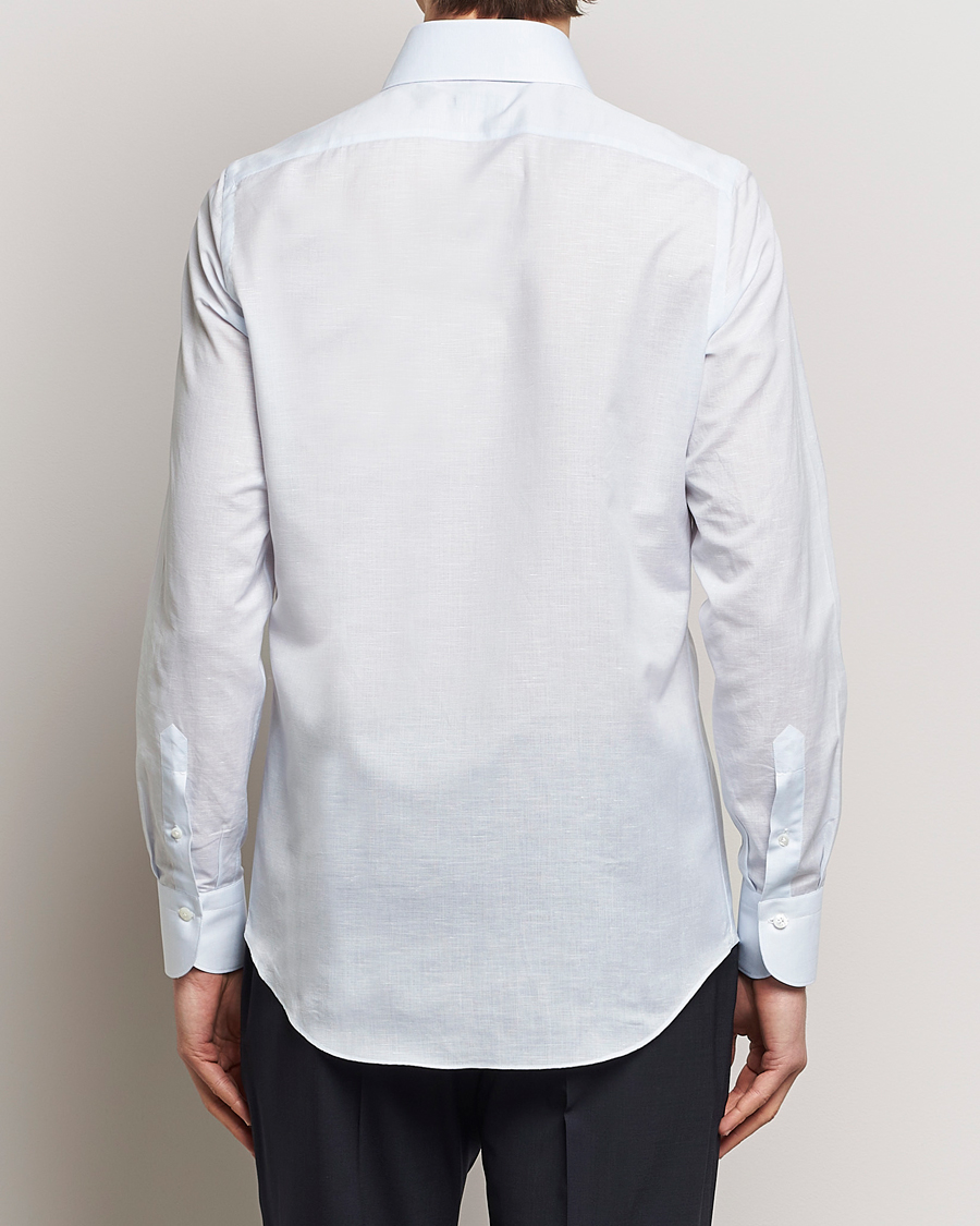 Hombres | Camisas | Finamore Napoli | Milano Slim Linen Dress Shirt Light Blue