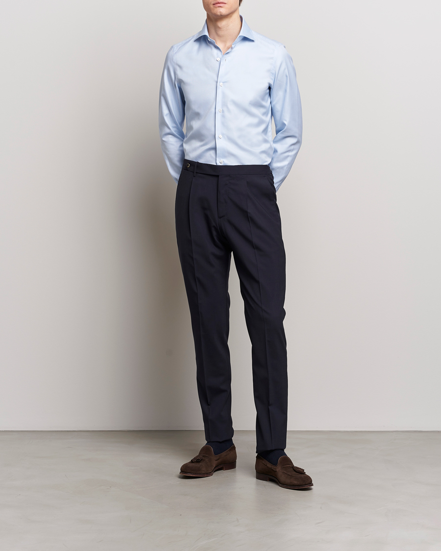 Hombres | Formal | Finamore Napoli | Milano Slim Royal Oxford Shirt Light Blue