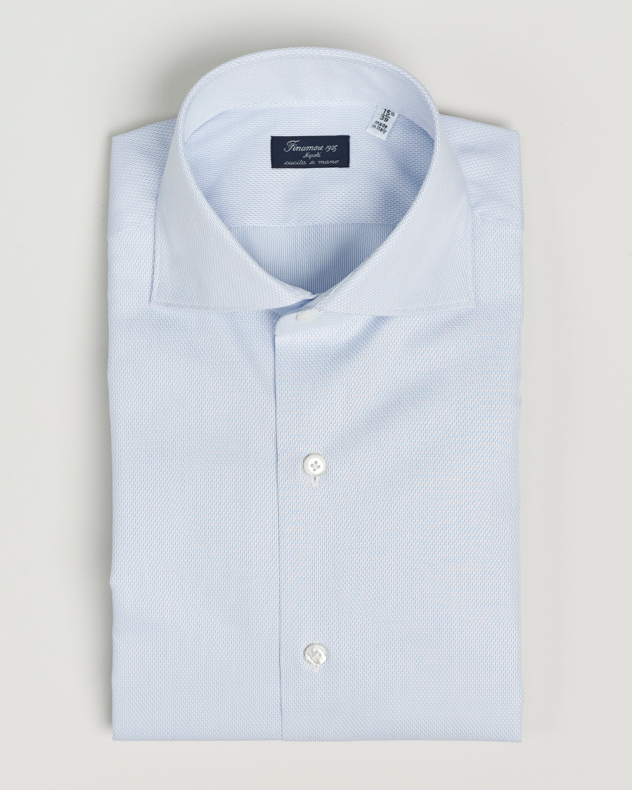 Hombres | Camisas | Finamore Napoli | Milano Slim Structured Dress Shirt Light Blue