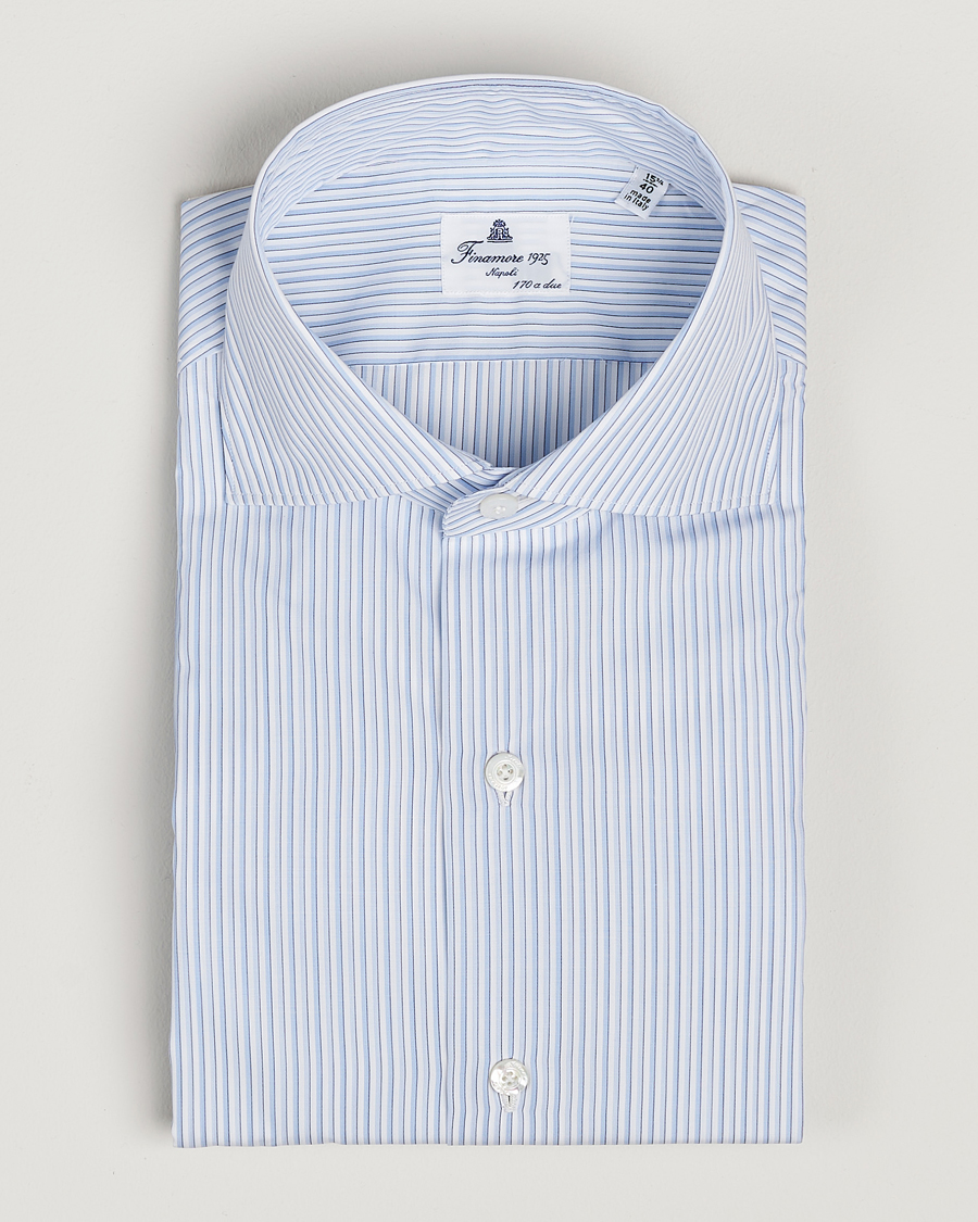 Hombres | Camisas | Finamore Napoli | Milano Slim Giza 170 Dress Shirt Light Blue