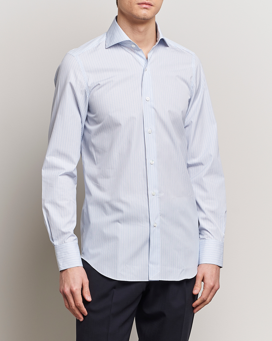 Hombres | Camisas | Finamore Napoli | Milano Slim Giza 170 Dress Shirt Light Blue