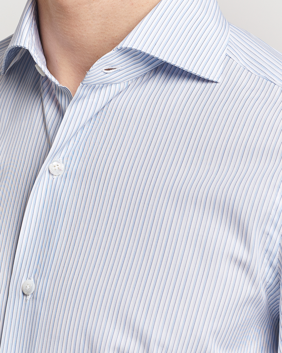 Hombres | Camisas | Finamore Napoli | Milano Slim Giza 170 Dress Shirt Light Blue